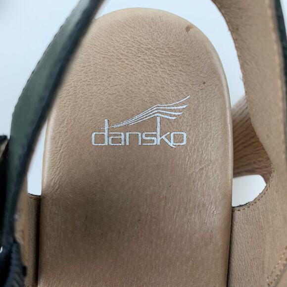 Dansko Dawson Heeled Sandals Strappy Black Leather Women's 42 US 11.5 12 - Picture 5 of 13